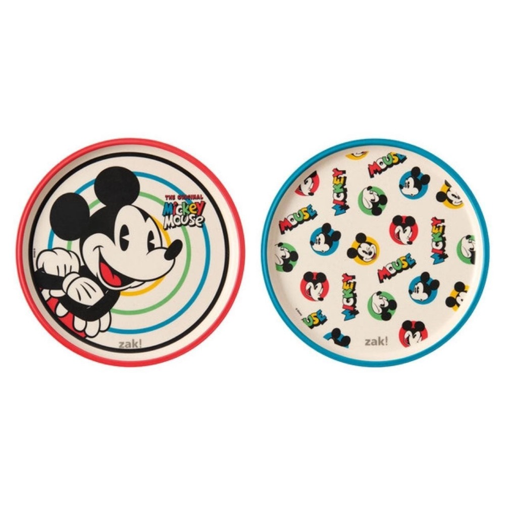 ZAK Kids Plates Set of 2 Mickey Mouse Disney NWT Multicolor Children's